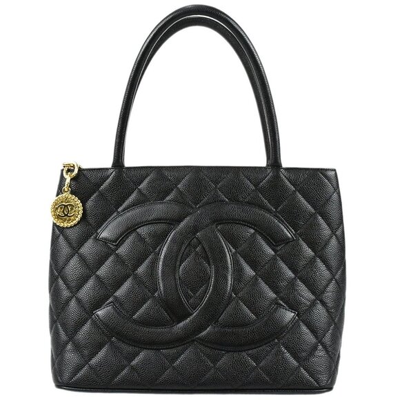 Chanel Black Calfskin Medallion Tote Handbag - Picture 1 of 10